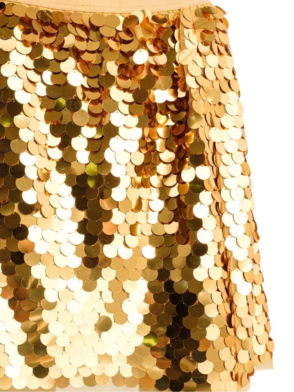 New blue b Gold Allover Pailette Disc Sequin Pull On Elastic Waist Mini Skirt - Picture 3 of 8